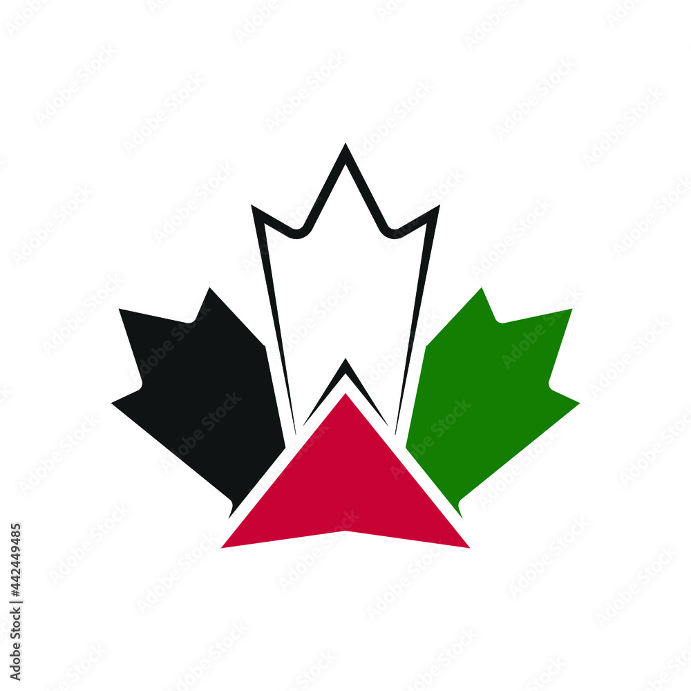 Maple Leaf Logo. Canada leaves Vector Icon. Palestine Flag Symbol Illustration. Maple Leaf Logo. Canada leaves Vector Icon. Palestine Flag Symbol Illustration.