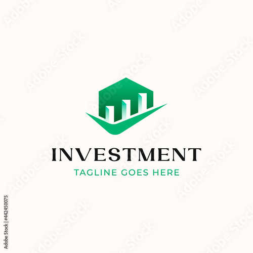 Home Building with Candlestick Logo, Investment Logo Template Isolated in White Background