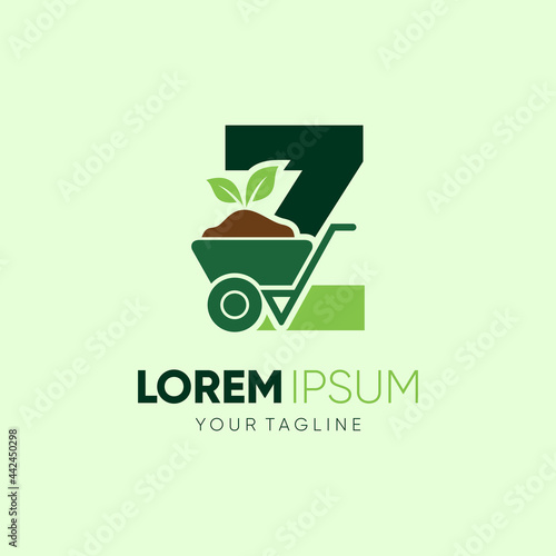 Initial Letter Z Wheelbarrow Gardening Logo Design Vector Graphic Icon Emblem Illustration