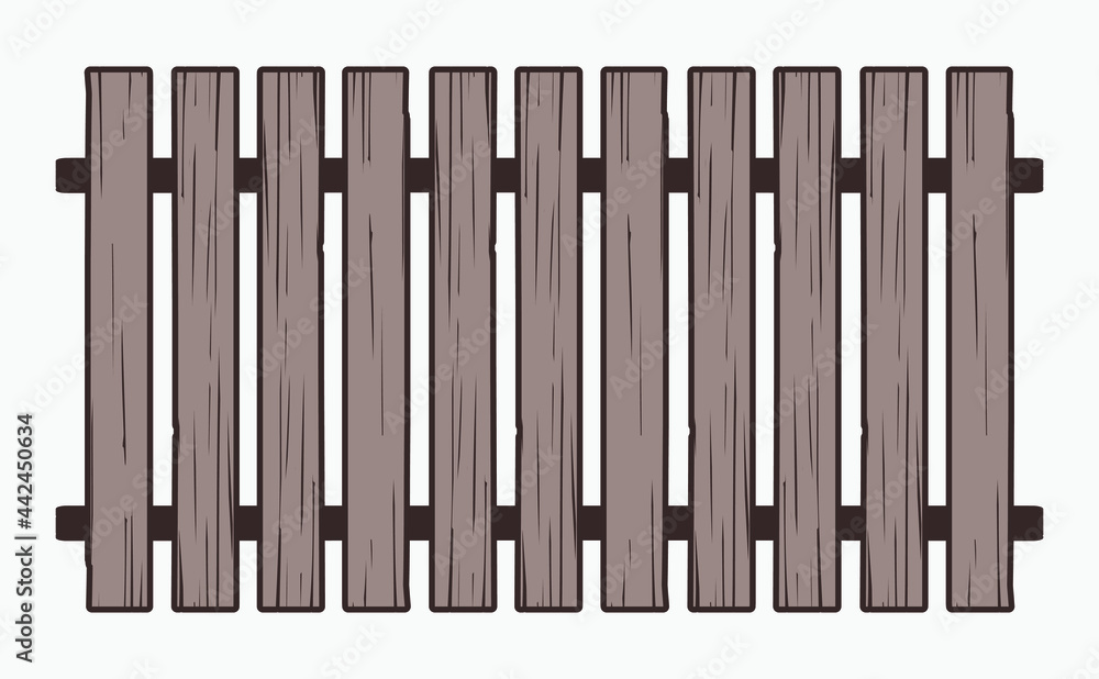 Wooden fence.Isolated on white background.Vector illustration.