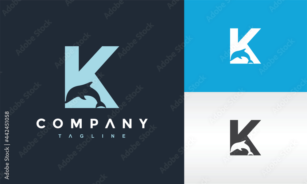 letter K dolphin logo letter K dolphin logo