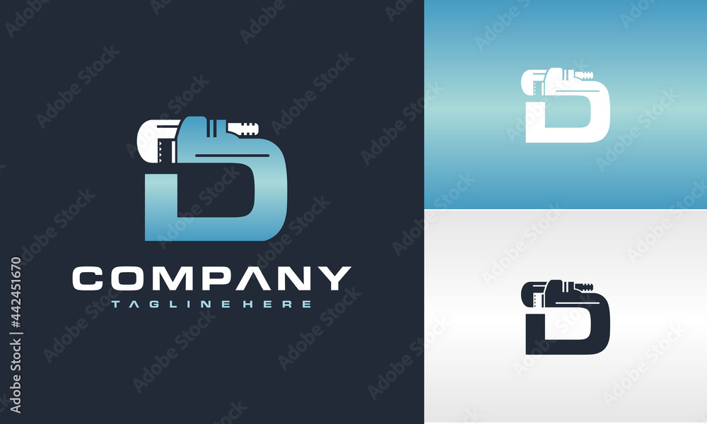 letter D wrench adjustable logo letter D wrench adjustable logo