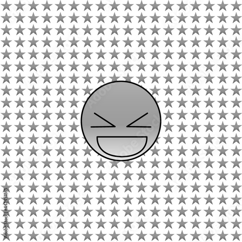 Happy face in grayscale with star 10