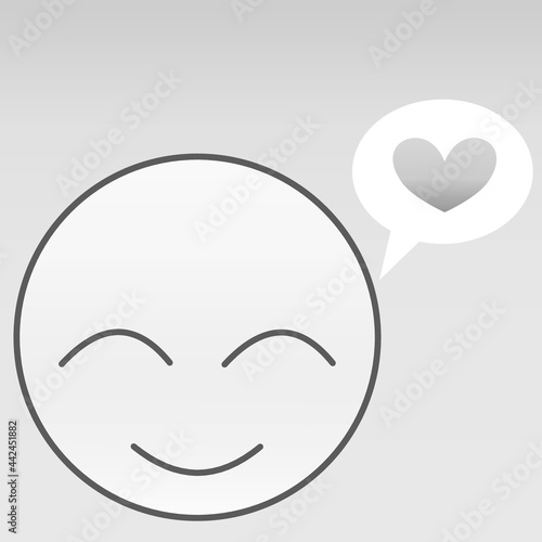 Love face in grayscale with heart 08