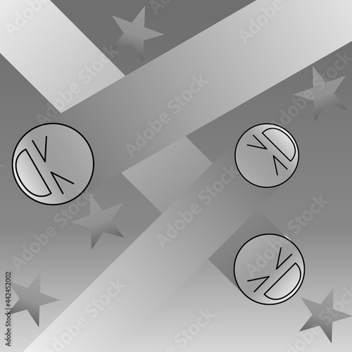 Happy face in grayscale with star 03