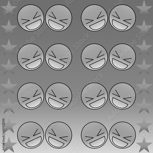 Happy face in grayscale with star 07