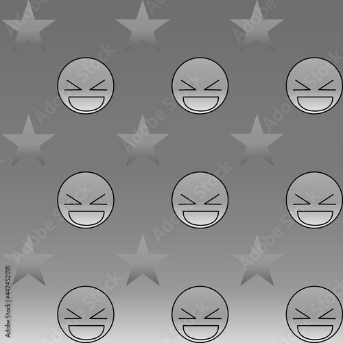 Happy face in grayscale with star 08