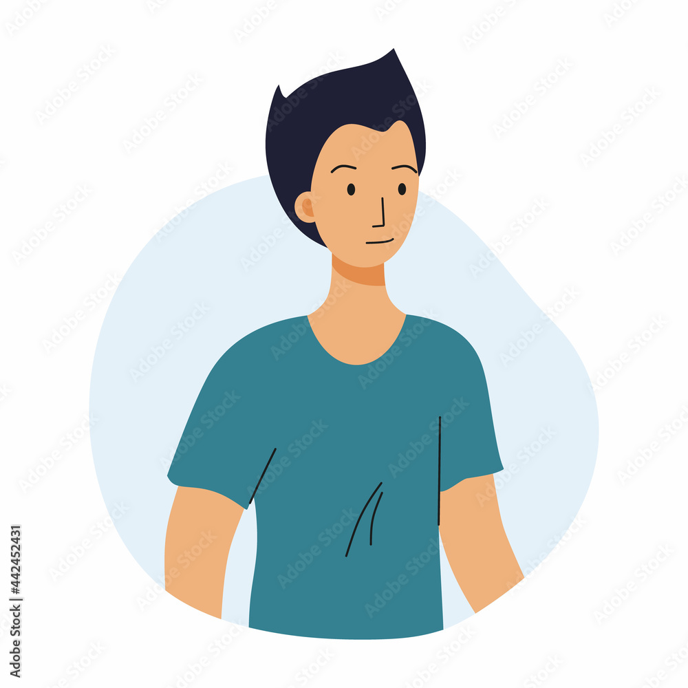 A calm man in T-shirt. Avatar for social network. Phlegmatic type of temperament. A calm man in T-shirt. Avatar for social network. Phlegmatic type of temperament.