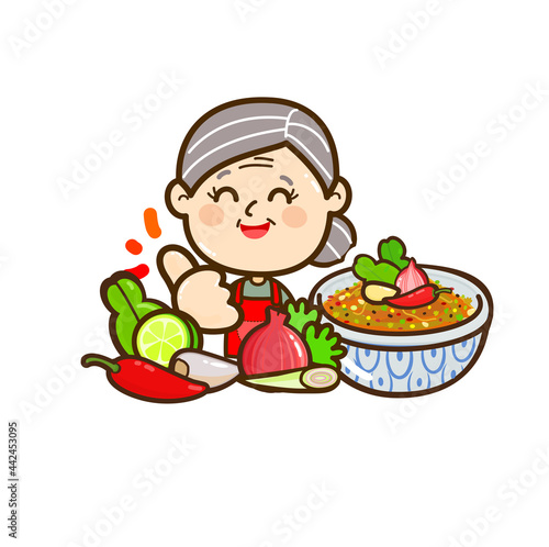 Logo Illustrstion Thai Chili  Paste Sauce 