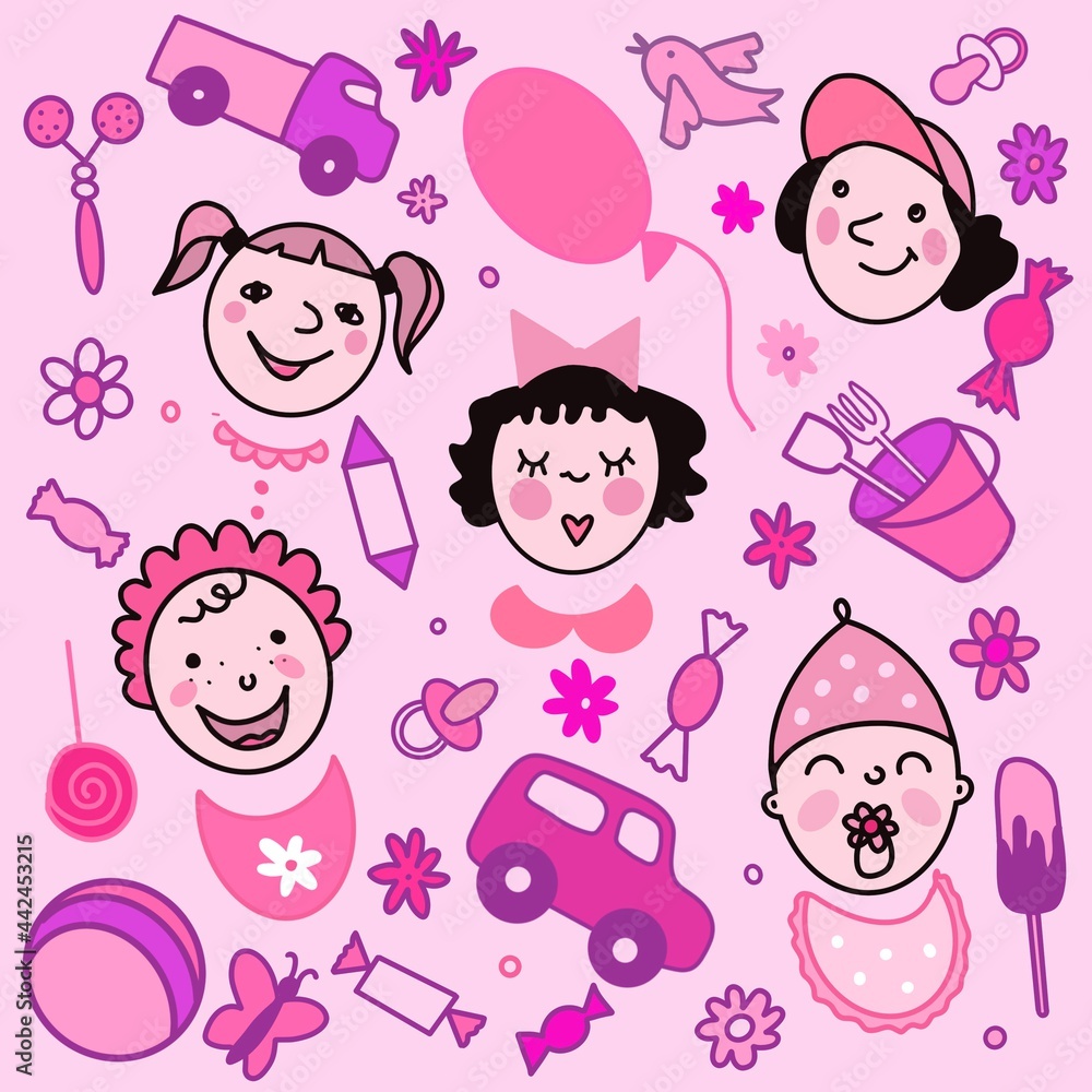 seamless pattern with kids