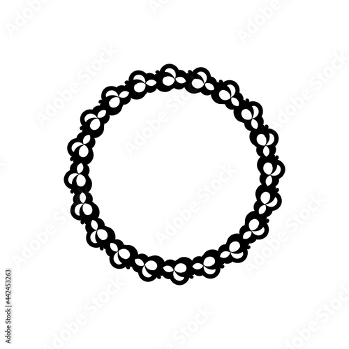 Mandala black and white logo. Isolated element for design and coloring on a white background.