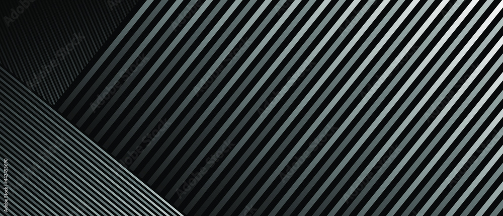 Abstract black background with diagonal lines. Modern dark abstract vector texture.