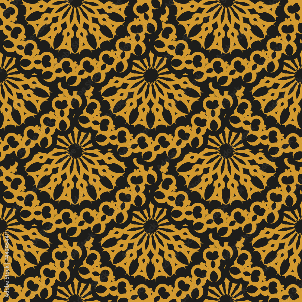 Oriental abstract seamless vector background. Wallpaper in a vintage style template. Indian floral element.