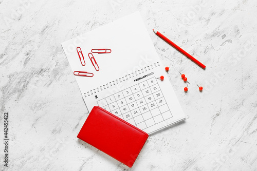 Flip paper calendar, pencil...