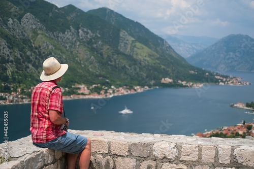 man see view panorama the beautiful nature landscape, Montenegro.