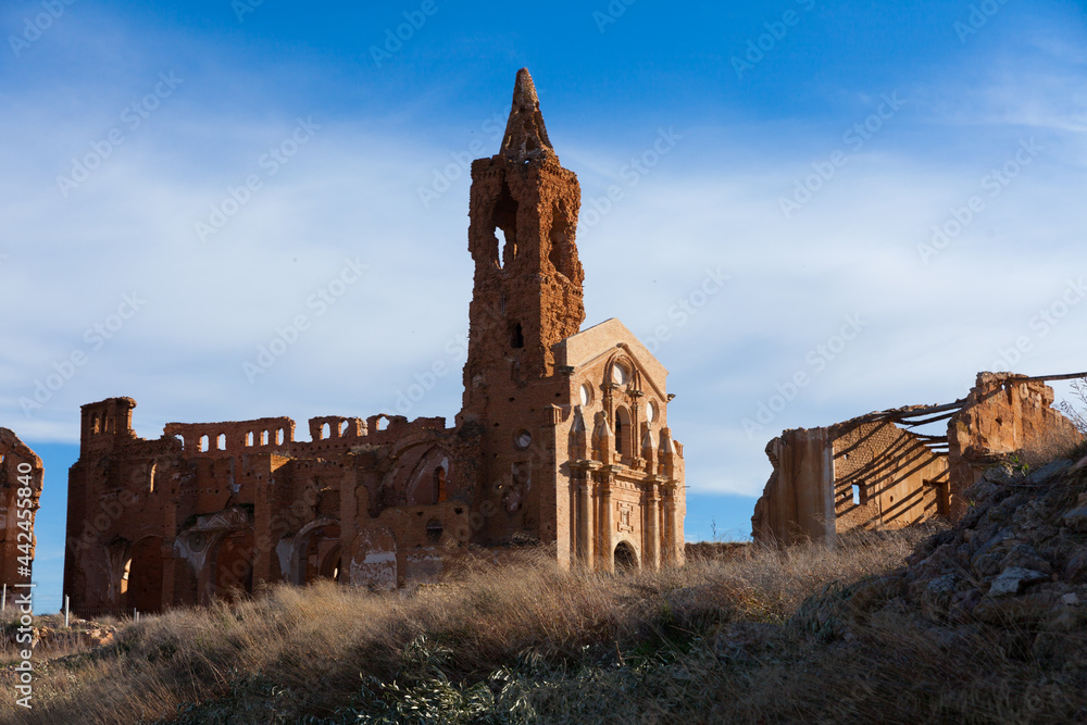 Ghost town of Belchite ruined in battle during Spanish Civil War, Zaragoza ..