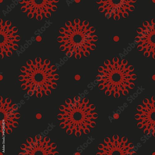 Chinese black and red abstract seamless vector background. Wallpaper in a vintage style template. Graphic ornament for wallpaper, fabric, wrapping, packaging.