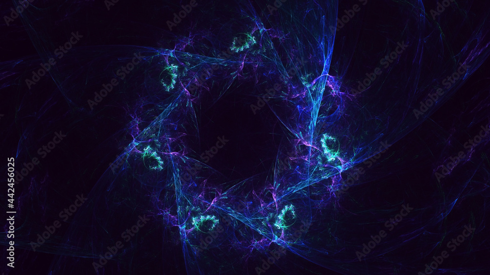 3D rendering abstract blue fractal light background