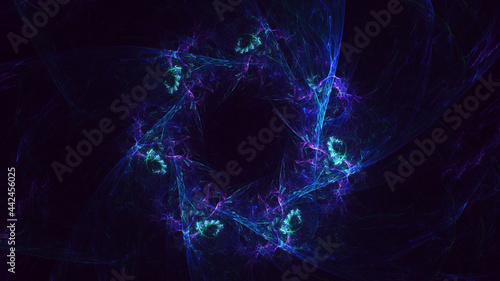 3D rendering abstract blue fractal light background