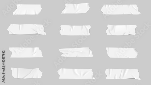 Realistic adhesive tape collection Sticky scotch tape of different sizes
