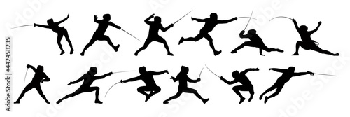 Set of fencer vector silhouette photo