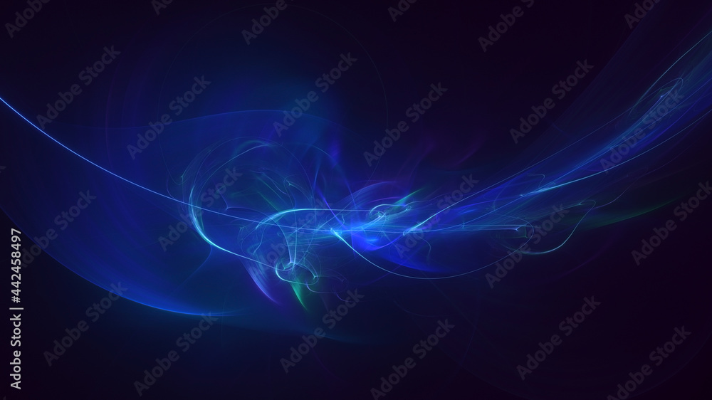 Obraz premium 3D rendering abstract blue fractal light background