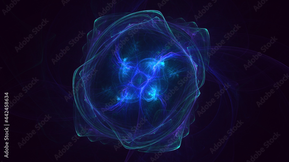 Naklejka premium 3D rendering abstract blue fractal light background