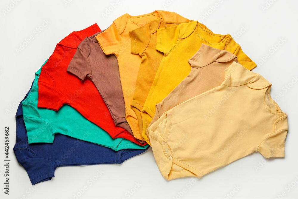 Baby clothes on white background Baby clothes on white background