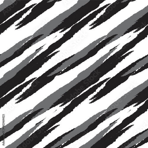 Black and White Brush Stroke Fur Seamless Pattern
