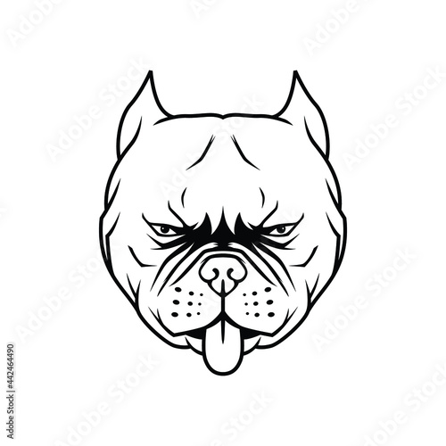 pit bull head illustration, dog head vector