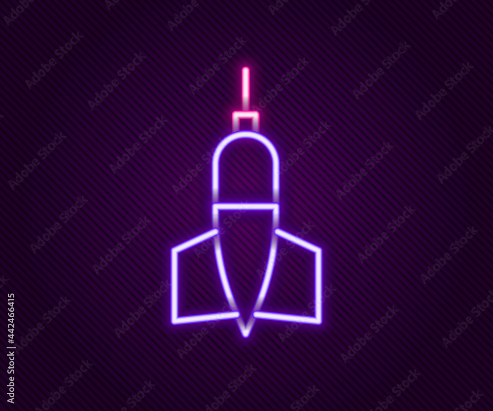 Glowing neon line Dart arrow icon isolated on black background. Colorful outline concept. Vector Glowing neon line Dart arrow icon isolated on black background. Colorful outline concept. Vector