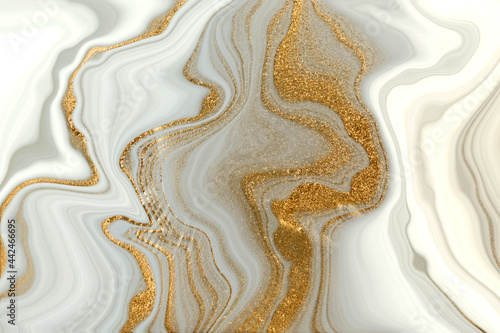 Vászonkép White and gray marble gold veined texture