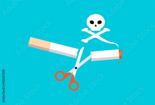 No smoking and cutting cigarette out with scissors