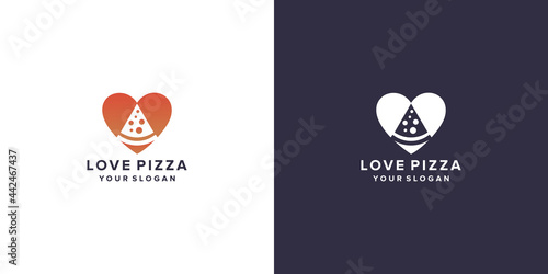 love with pizza logo design