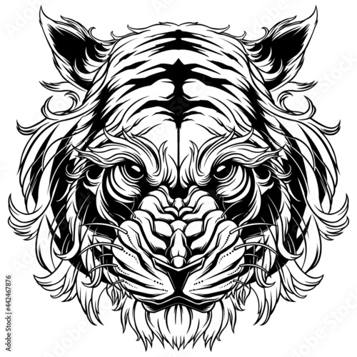 tiger vector design with black and white version