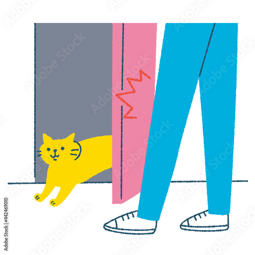 ドアから飛び出す猫のイラスト