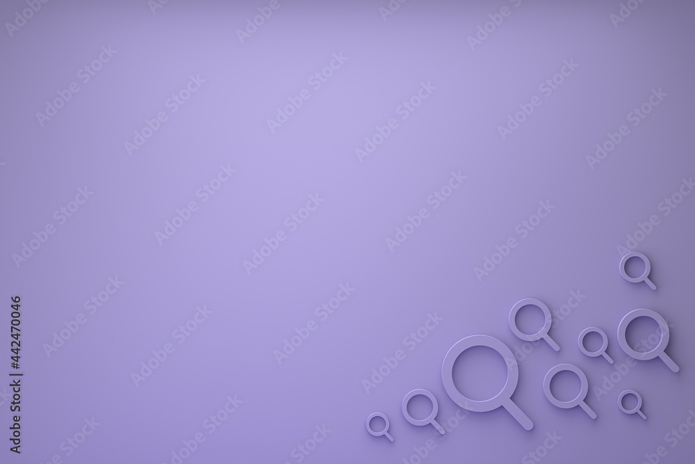 Search bar and icon search 3d render minimal design on purple background Search bar and icon search 3d render minimal design on purple background