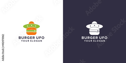 burger with ufo logo design