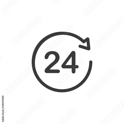 24 Hours service icon isolated on white background.