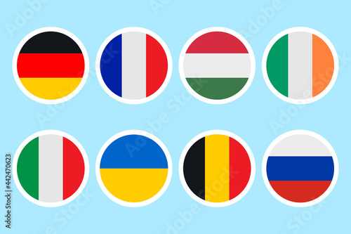 Flags of different countries. A set of stickers on a white backing. Collection of vector icons. Isolated background. National symbol of the state. Political topics. Flat style. Idea for web design. Free Download Flags of different countries. A set of stickers on a white backing. Collection of vector icons. Isolated background. National symbol of the state. Political topics. Flat style. Idea for web design. - GFXLoad