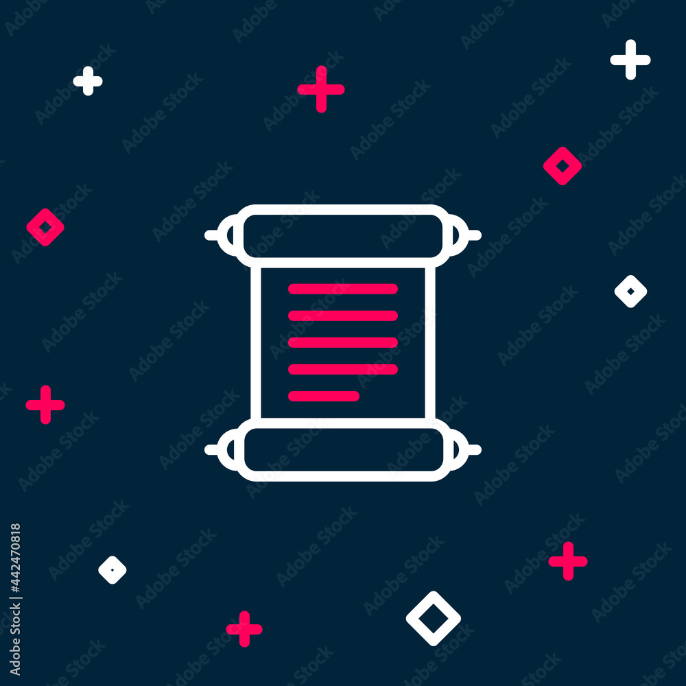 Line Decree, paper, parchment, scroll icon icon isolated on blue background. Colorful outline concept. Vector Line Decree, paper, parchment, scroll icon icon isolated on blue background. Colorful outline concept. Vector