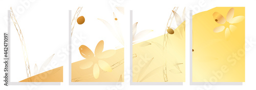 golden nature vector background set