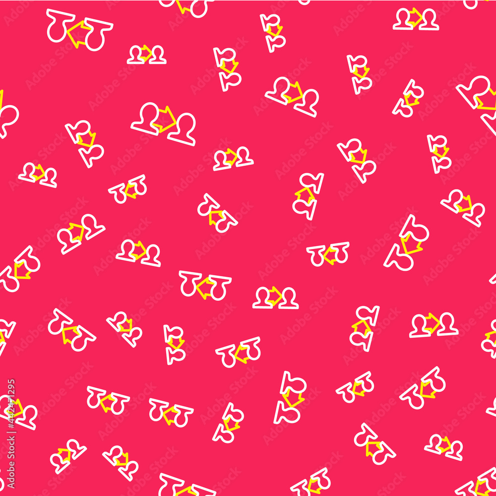 Line Project team base icon isolated seamless pattern on red background. Business analysis and planning, consulting, team work, project management. Vector Line Project team base icon isolated seamless pattern on red background. Business analysis and planning, consulting, team work, project management. Vector