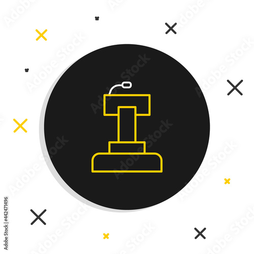 Line Stage stand or debate podium rostrum icon isolated on white background. Conference speech tribune. Colorful outline concept. Vector