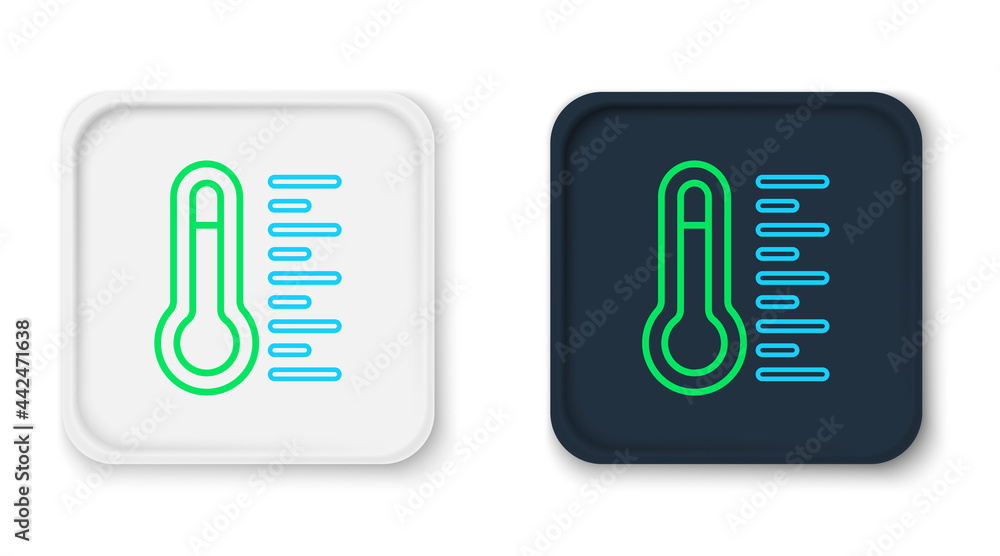 Line Meteorology thermometer measuring icon isolated on white background. Thermometer equipment showing hot or cold weather. Colorful outline concept. Vector Line Meteorology thermometer measuring icon isolated on white background. Thermometer equipment showing hot or cold weather. Colorful outline concept. Vector
