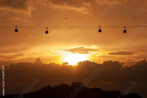 sunset view with cable cars
