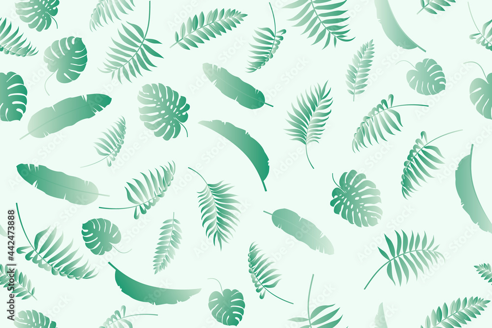 Seamless doodle tropical leaf pattern Seamless doodle tropical leaf pattern