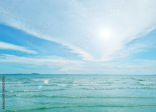 Bright green sky and sea background on vacation
