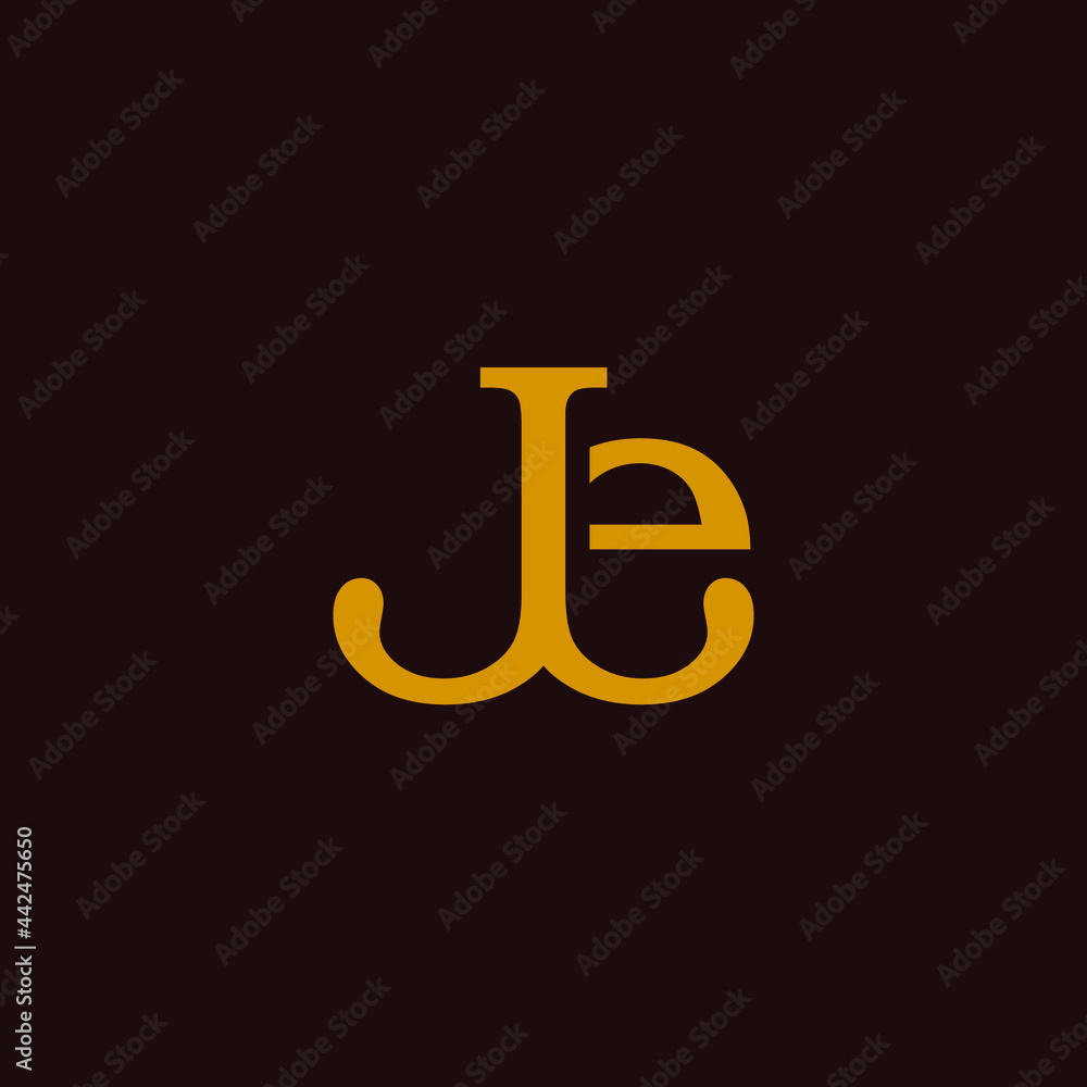 JE Logo Simple Design With Gold Color JE Logo Simple Design With Gold Color