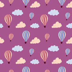 Fotobehang Luchtballon Luchtballon met kleurrijke wolken patroon  © Екатерина Великая